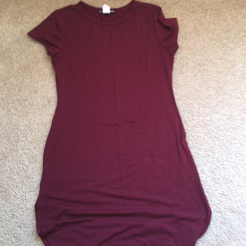 Maroon Fitted Mini Dress